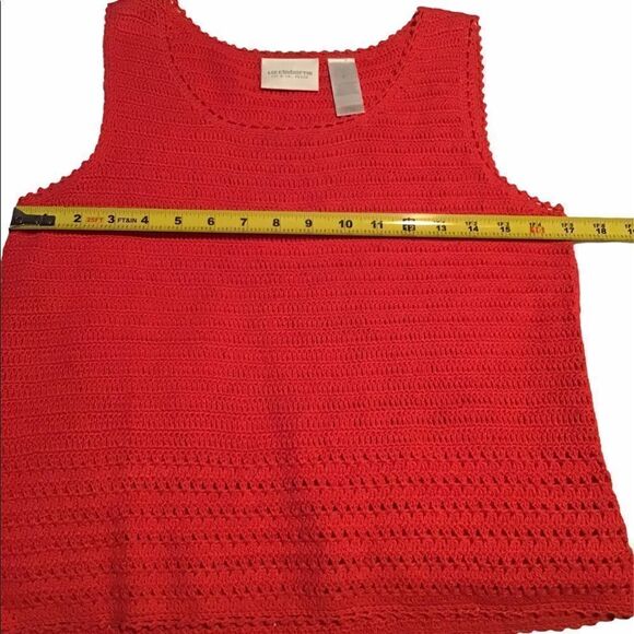 Liz Claiborne Crochet Knit Cropped sleeveless Dark Pink Summer Tank Top Sz S - Picture 6 of 7